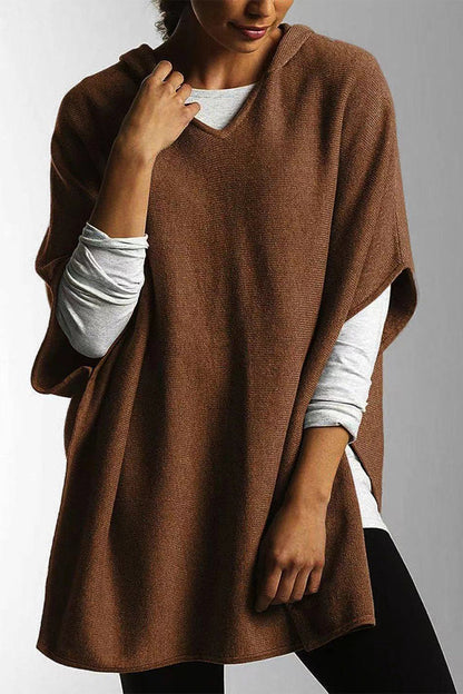 Tops casuales sencillos con cuello y capucha con abertura sólida (5 colores)