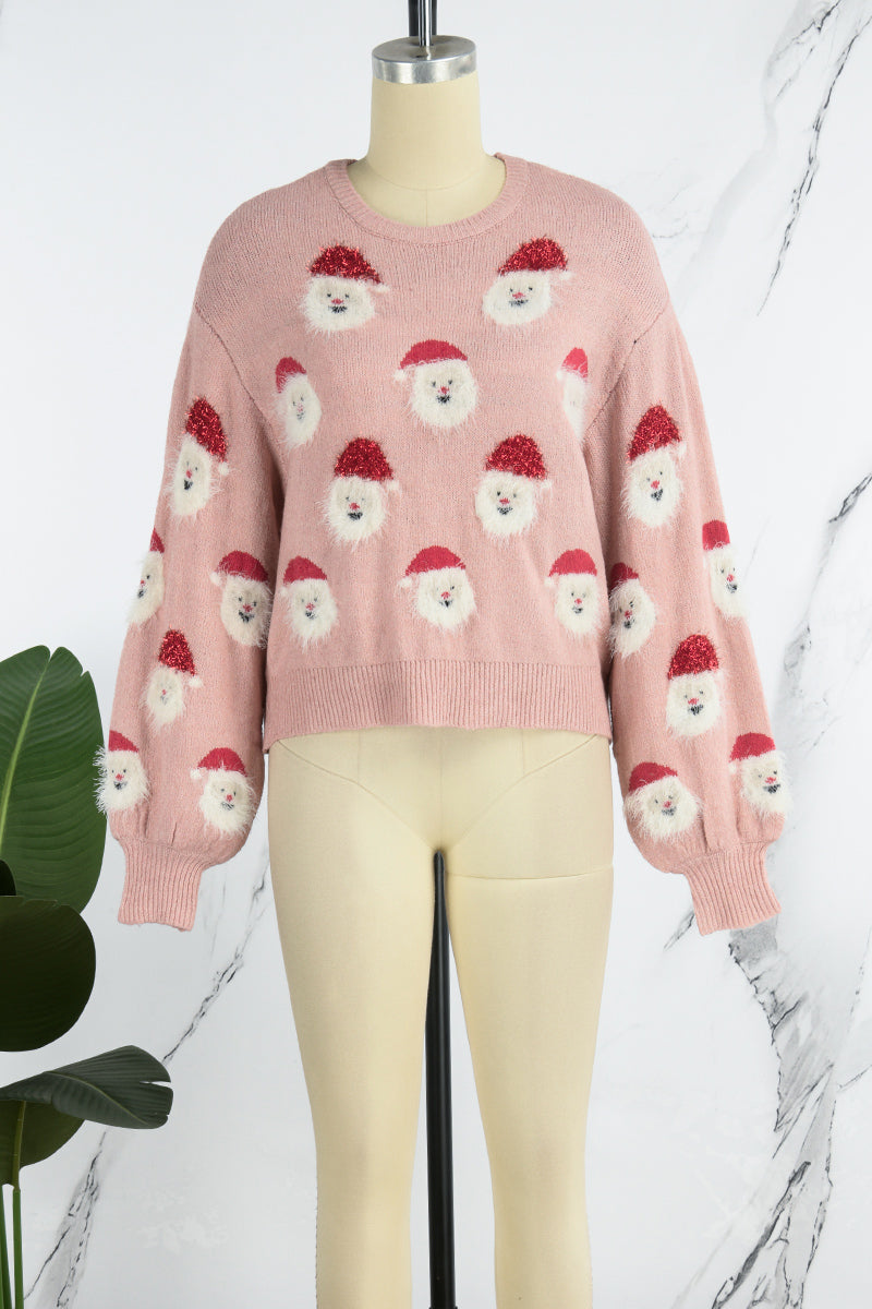 Suéteres casuales de cuello redondo con diseño de Papá Noel (10 colores)