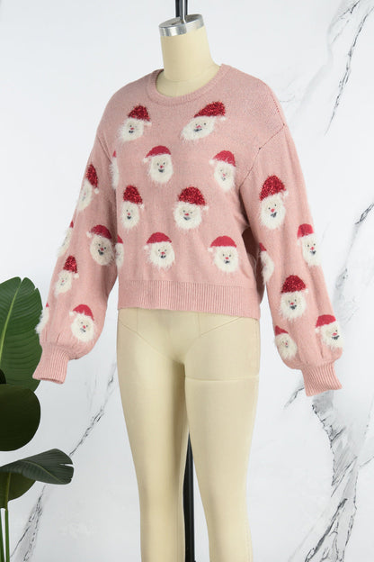 Suéteres casuales de cuello redondo con diseño de Papá Noel (10 colores)