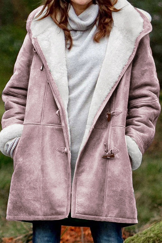 Prendas de abrigo informales con cuello y capucha, con bolsillos y parches lisos (9 colores)