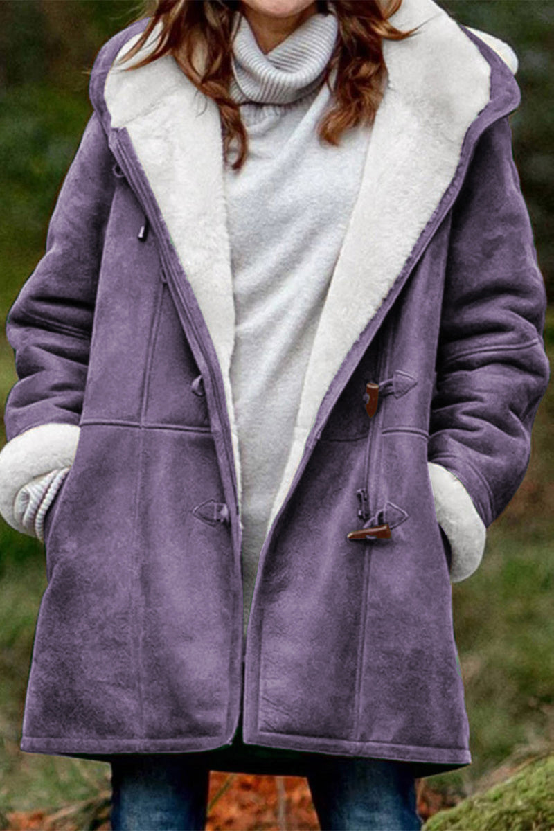 Prendas de abrigo informales con cuello y capucha, con bolsillos y parches lisos (9 colores)