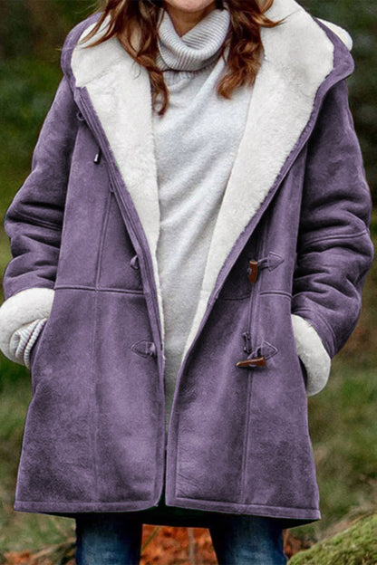 Prendas de abrigo informales con cuello y capucha, con bolsillos y parches lisos (9 colores)