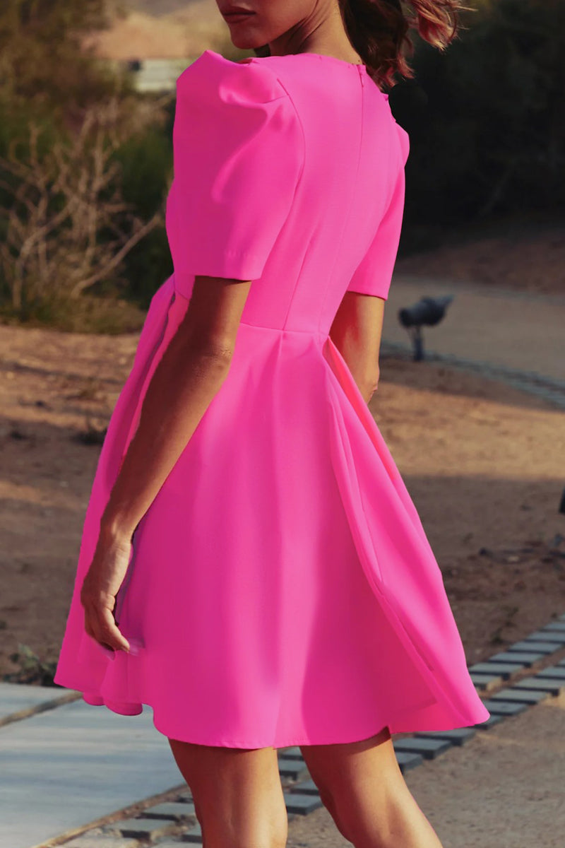 Vestido mini sexy con cuello en V y cremallera sólida