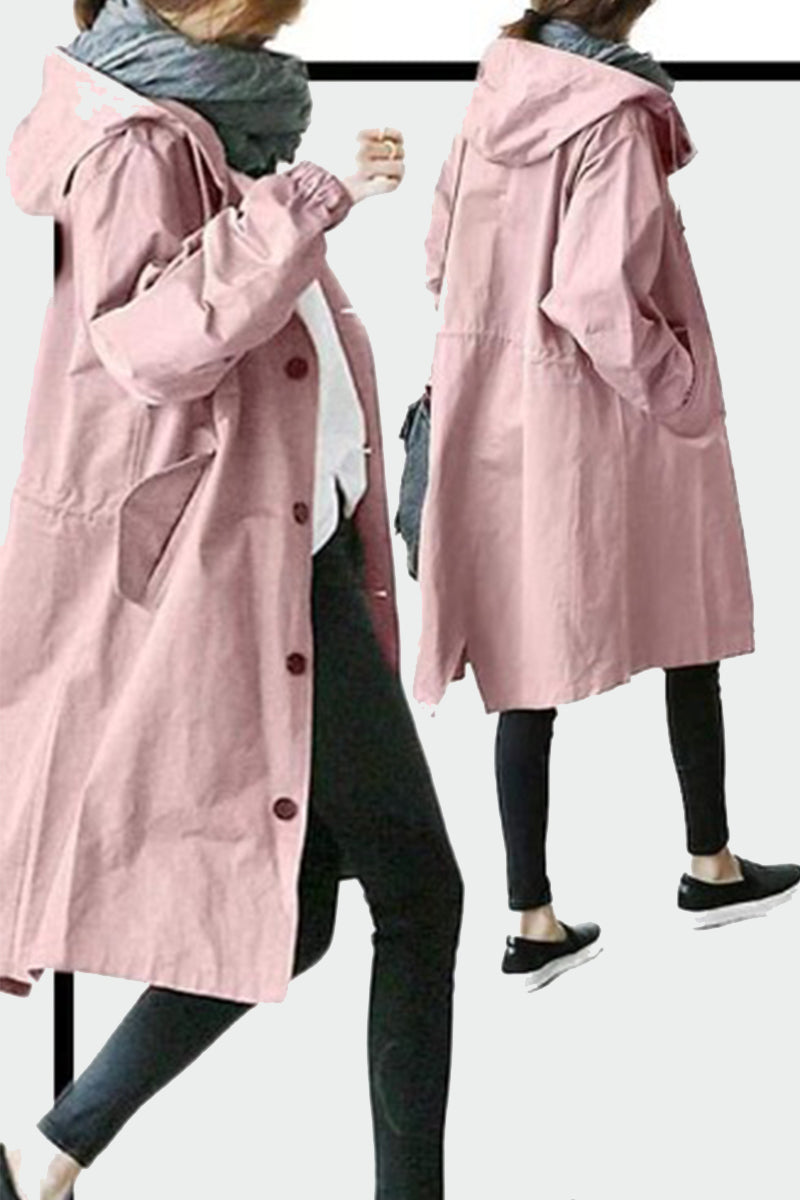 Prendas de abrigo con cuello y capucha, botones y bolsillos sólidos de estilo británico