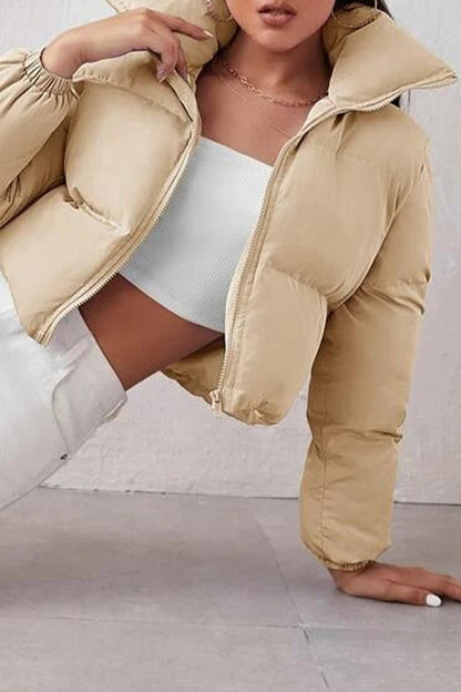 Prenda de abrigo sexy, sencilla, lisa, con cremallera y cuello mandarín (5 colores)