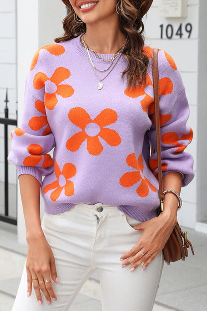 Tops casuales de cuello redondo con patchwork geométrico