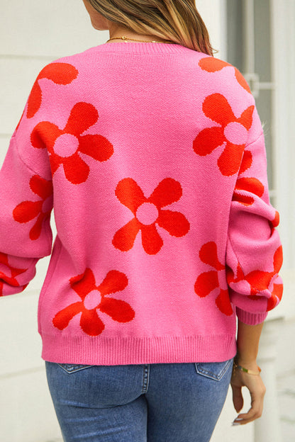 Tops casuales de cuello redondo con patchwork geométrico