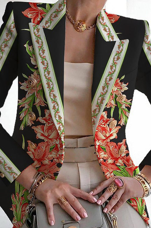 Cárdigan informal con estampado de patchwork y cuello vuelto
