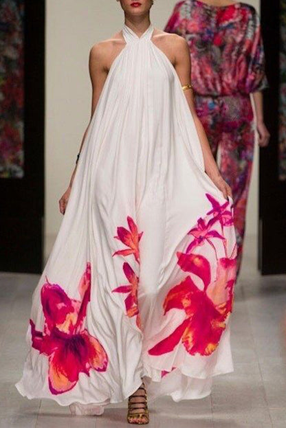 Vestido sexy con estampado floral y cuello halter