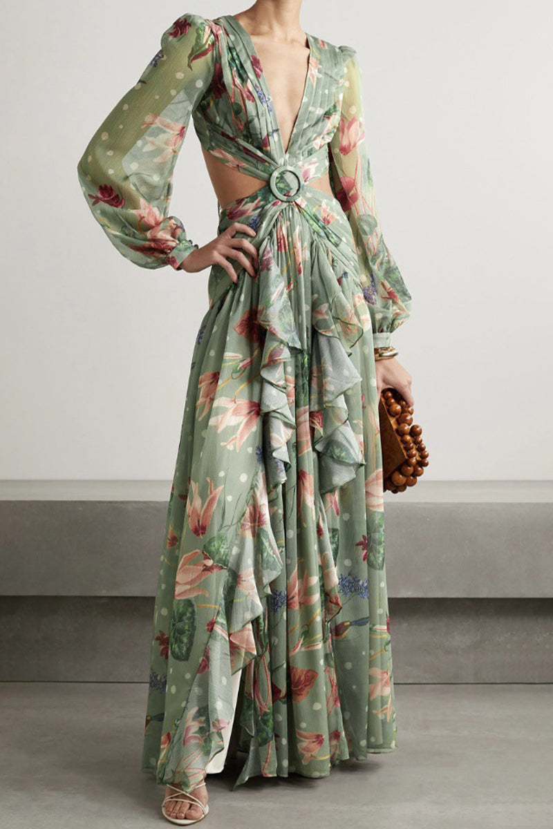 Vestido sexy con estampado floral y tirantes cruzados en cuello en V