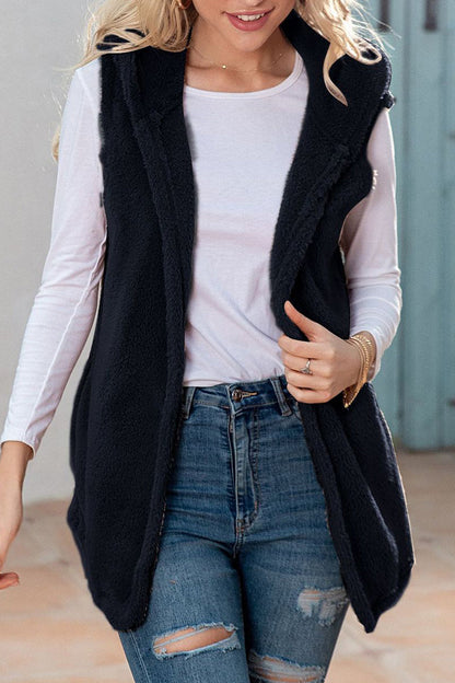 Tops casuales sencillos con cuello y capucha y bolsillos de patchwork liso