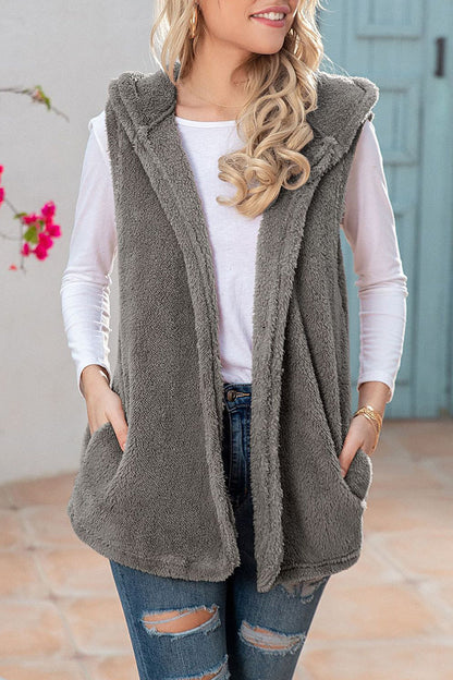 Tops casuales sencillos con cuello y capucha y bolsillos de patchwork liso