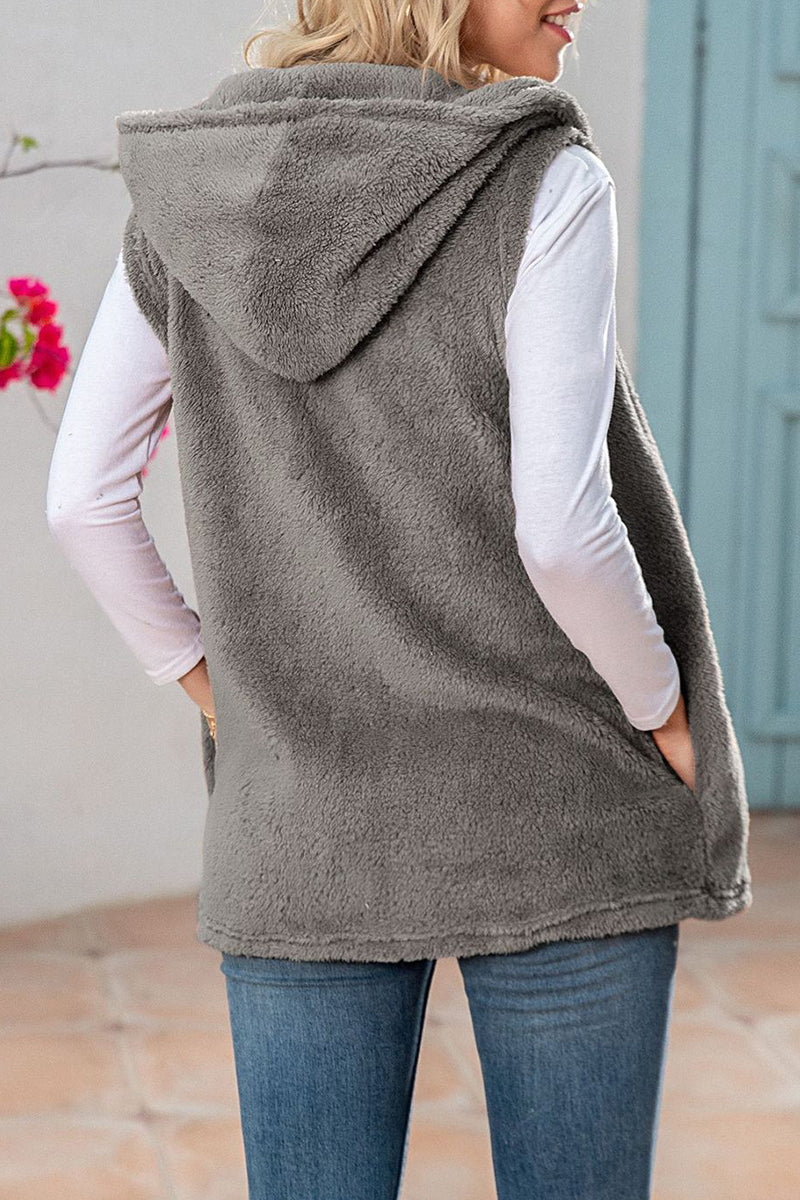 Tops casuales sencillos con cuello y capucha y bolsillos de patchwork liso