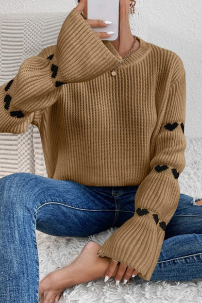Tops casuales de cuello redondo con tejido geométrico