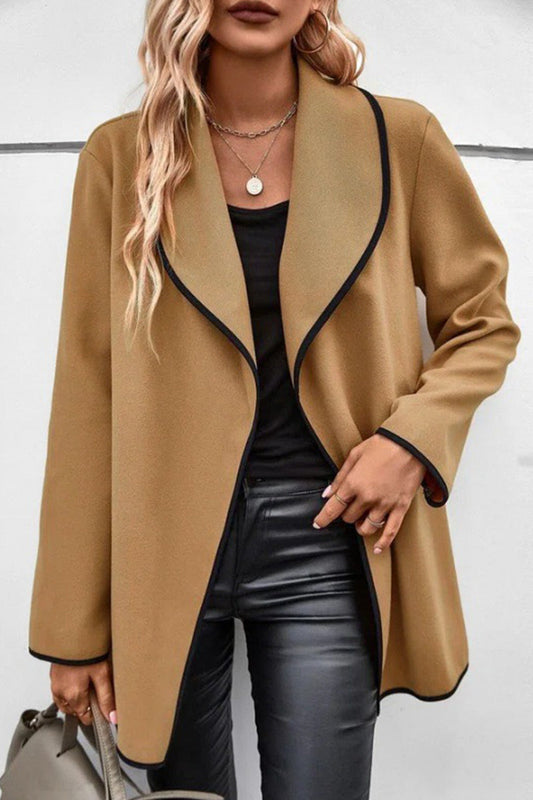 Prendas de abrigo informales con cuello vuelto, de patchwork liso y simplicidad