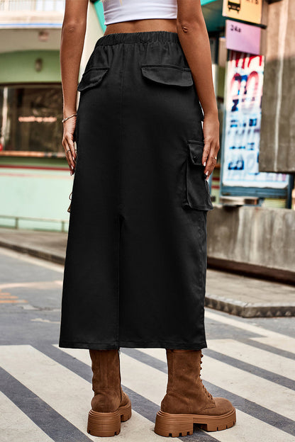 Pantalones casuales de calle, lisos, con cordón ajustable, bolsillos, holgados, tipo A, con parches