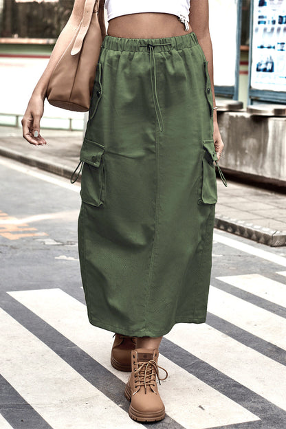 Pantalones casuales de calle, lisos, con cordón ajustable, bolsillos, holgados, tipo A, con parches
