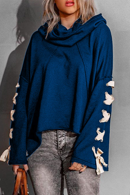 Tops casuales con cuello y capucha de vendaje sólido