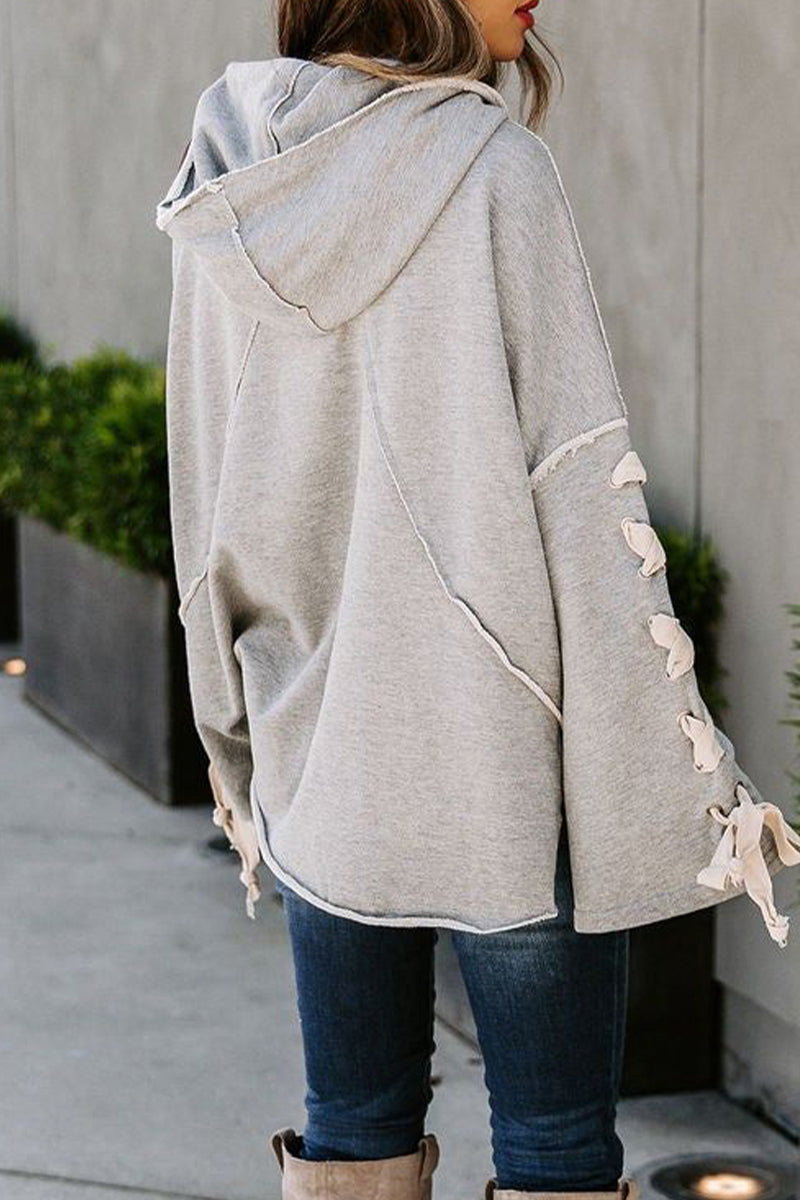 Tops casuales con cuello y capucha de vendaje sólido
