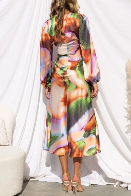 Vestidos sexis de corte A con escote en V, asimétricos y contrastantes, con cambio gradual
