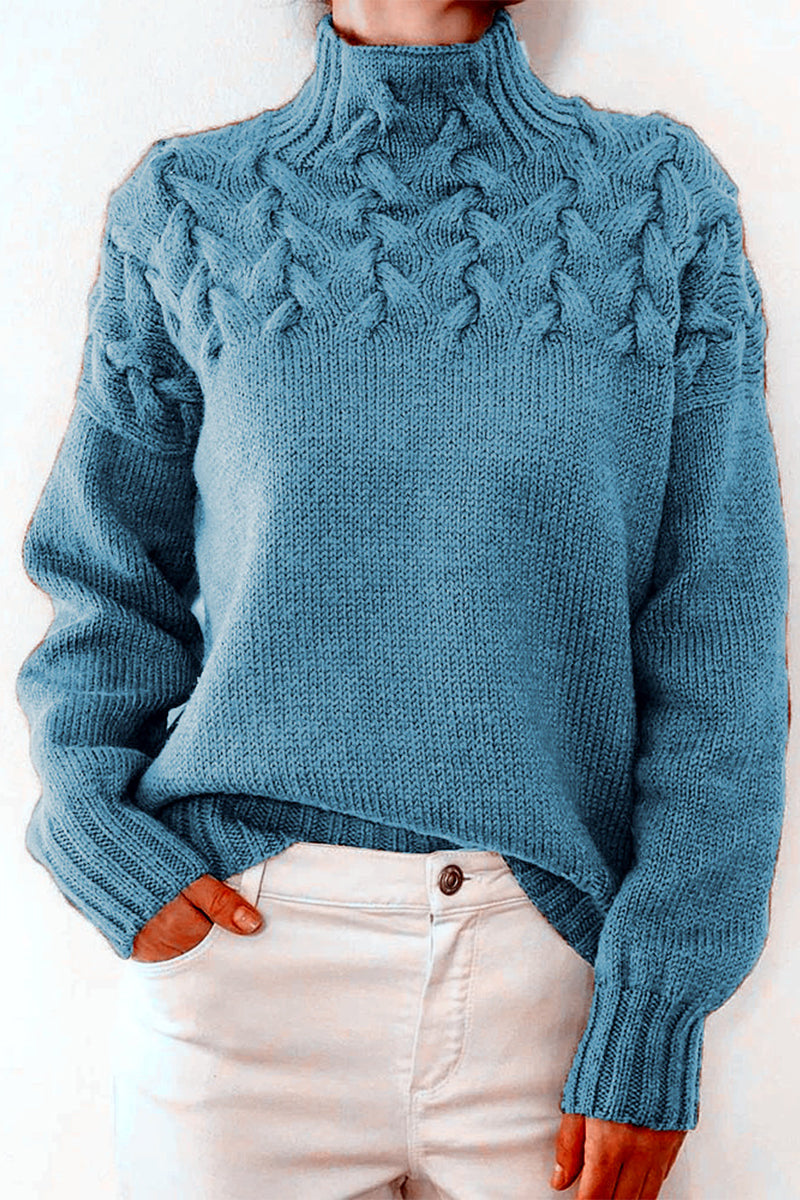 Suéteres casuales de cuello alto de tejido liso (11 colores)