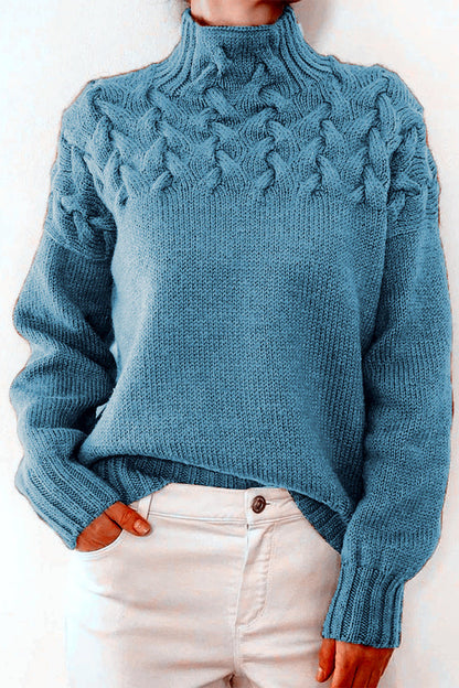 Tops casuales de cuello alto de tejido liso