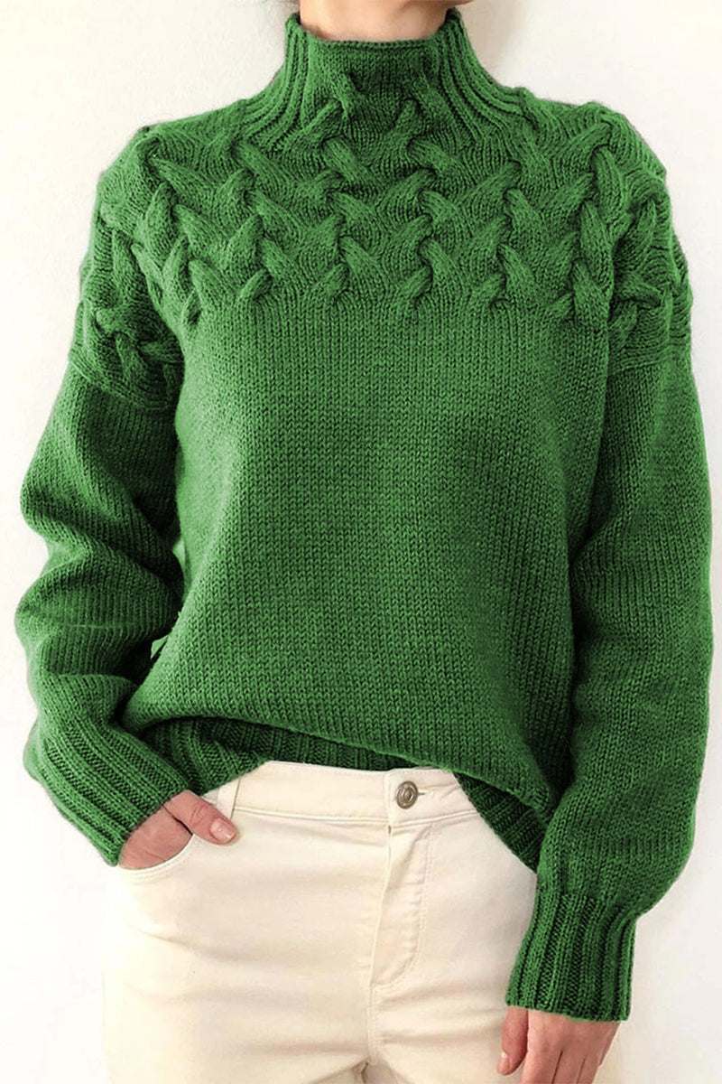 Suéteres casuales de cuello alto de tejido liso (11 colores)