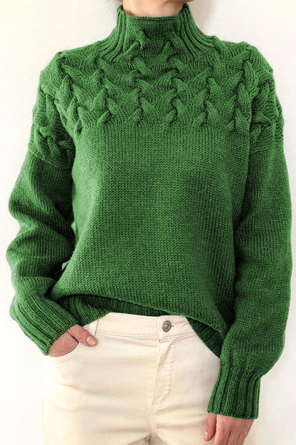 Tops casuales de cuello alto de tejido liso