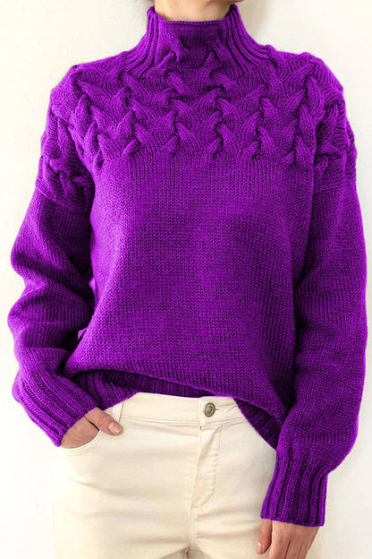 Suéteres casuales de cuello alto de tejido liso (11 colores)
