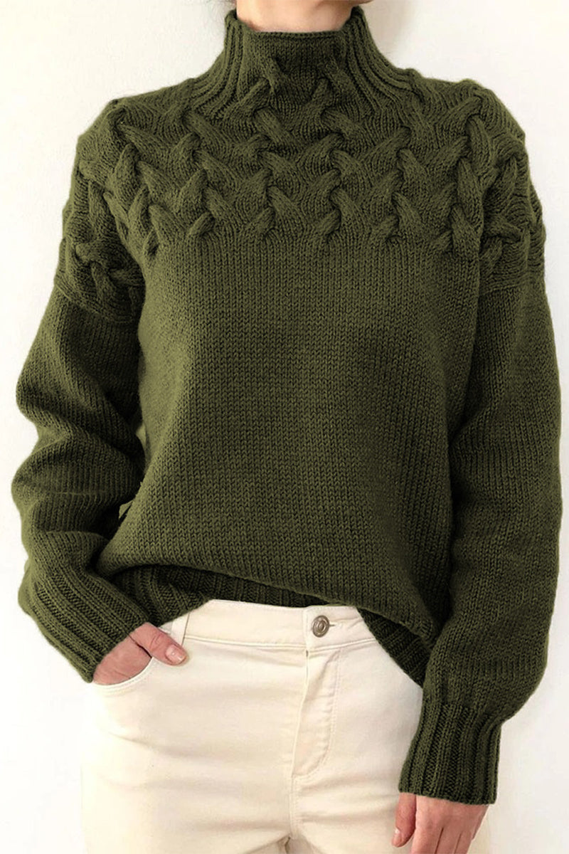Tops casuales de cuello alto de tejido liso