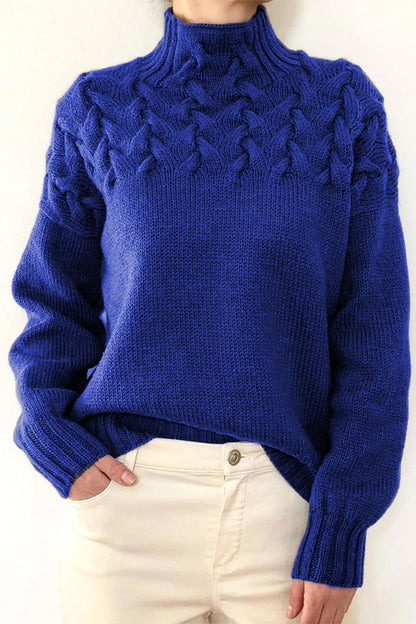 Tops casuales de cuello alto de tejido liso