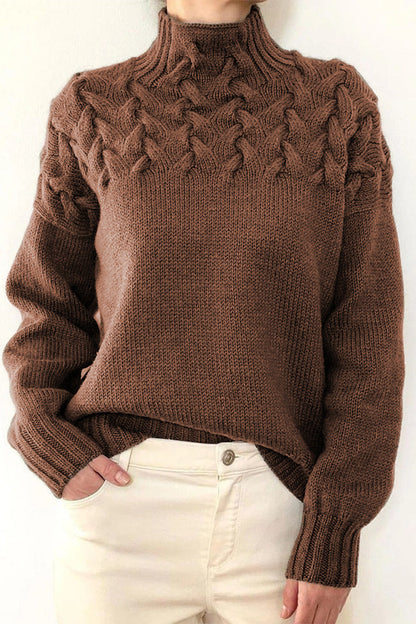 Tops casuales de cuello alto de tejido liso