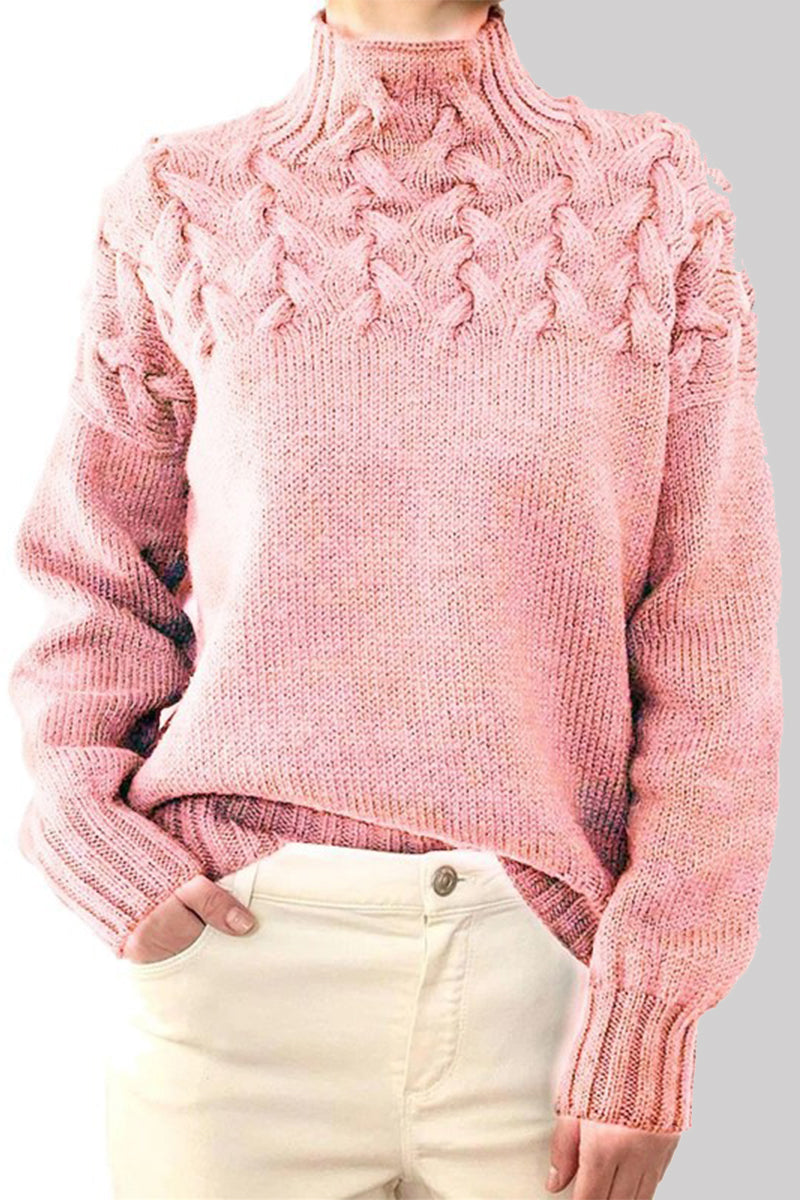 Suéteres casuales de cuello alto de tejido liso (11 colores)