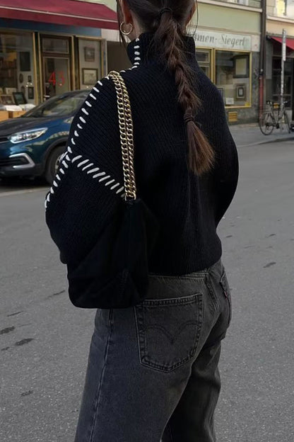 Tops casuales de cuello redondo con parches sólidos de calle