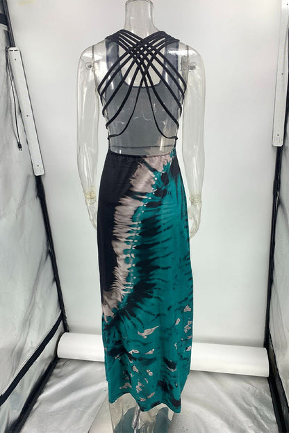 Vestido sexy de vacaciones con cuello en U, sin espalda y estampado (3 colores)