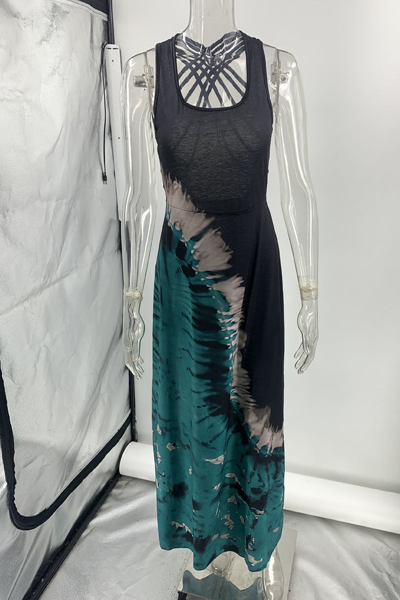 Vestido sexy de vacaciones con cuello en U, sin espalda y estampado (3 colores)