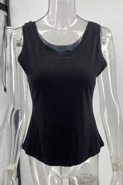 Tops sexis sencillos de cuello en U lisos