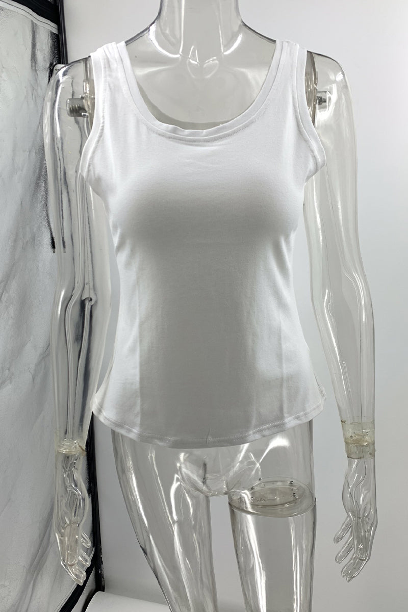 Tops sexis sencillos de cuello en U lisos