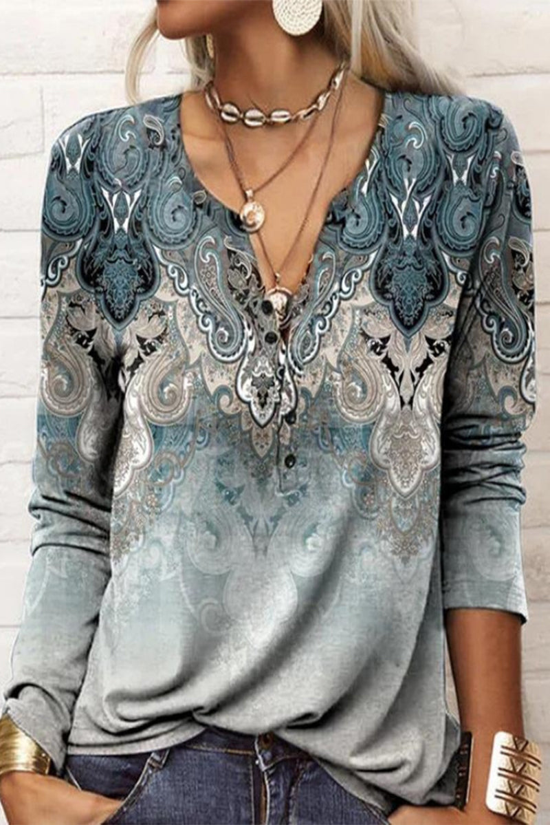Tops casuales con cuello en V y estampados