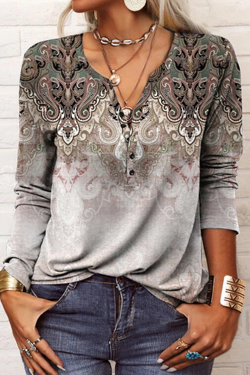 Tops casuales con cuello en V y estampados