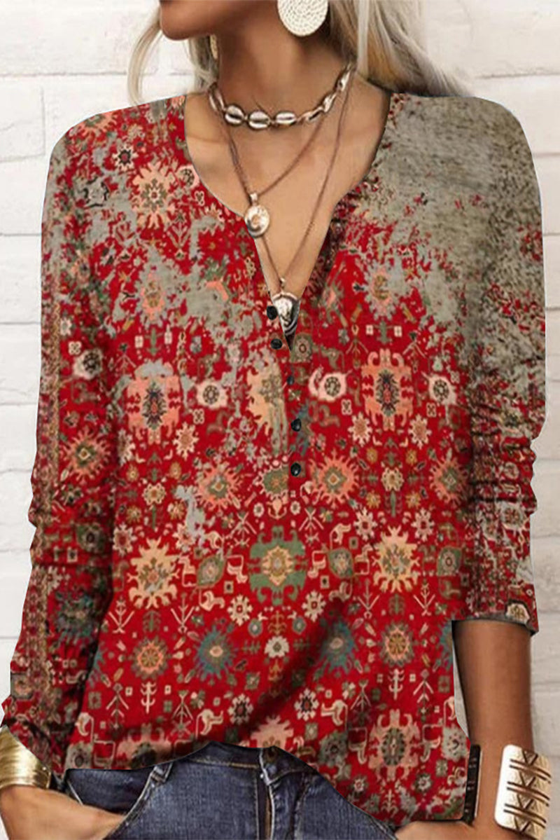 Tops casuales con cuello en V y estampados