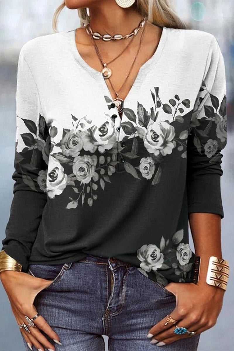 Tops casuales con cuello en V y estampados