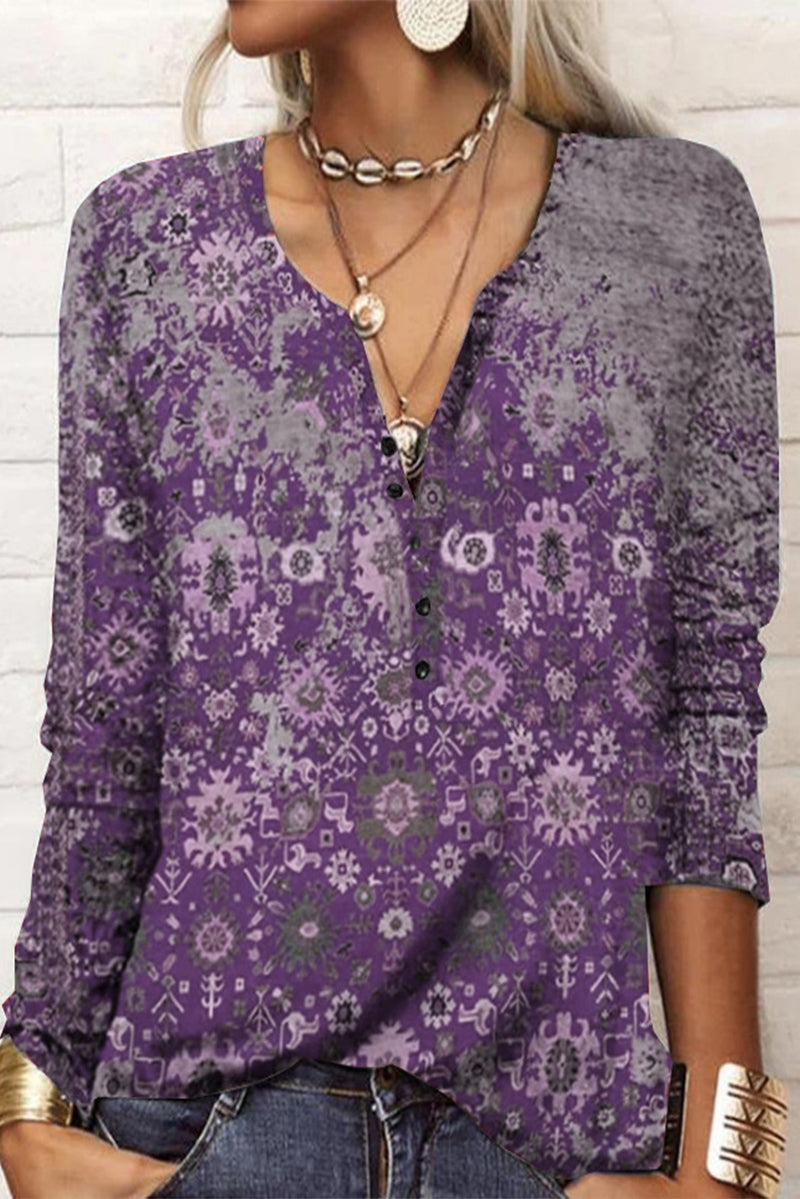 Tops casuales con cuello en V y estampados
