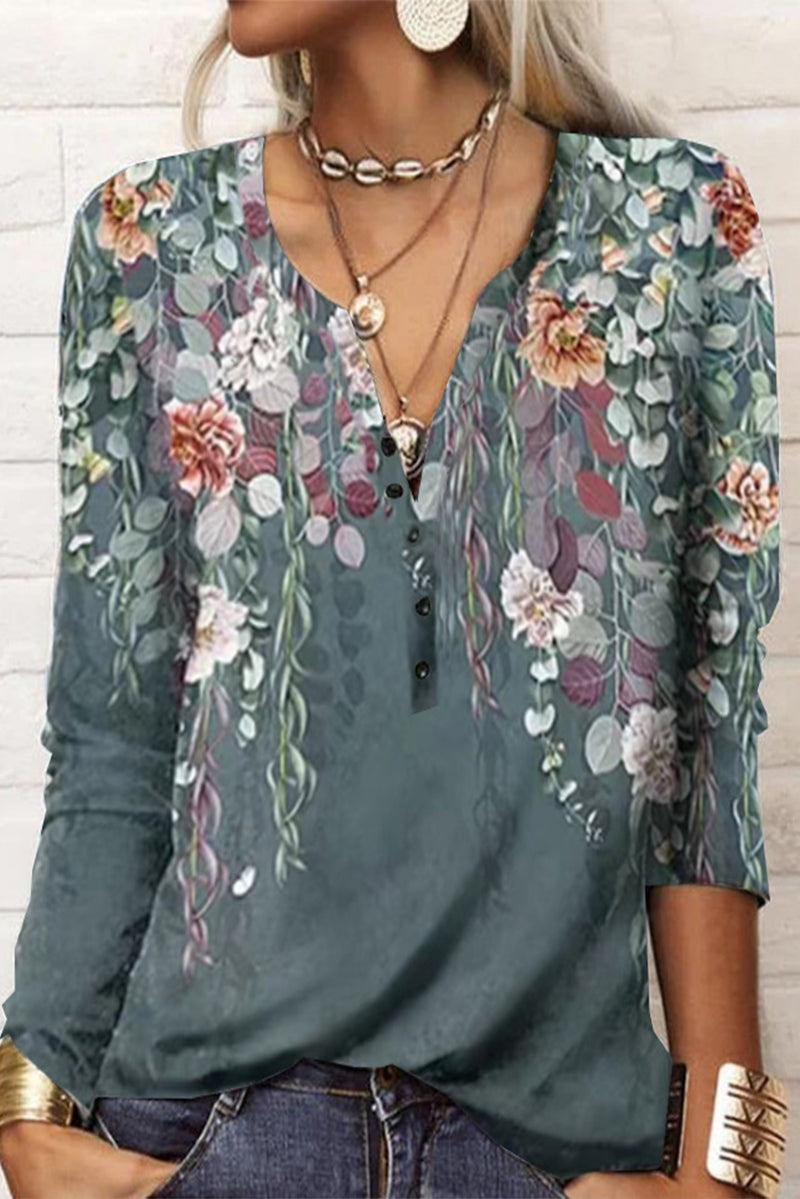 Tops casuales con cuello en V y estampados