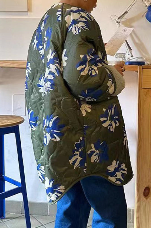 Prendas de abrigo informales con cuello redondo y contraste floral