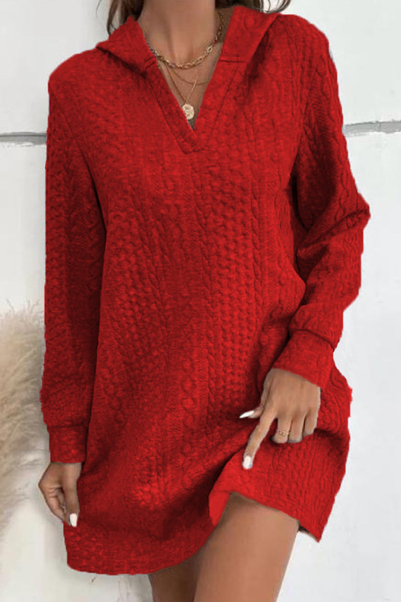 Vestidos casuales de corte A con cuello en V y patchwork liso