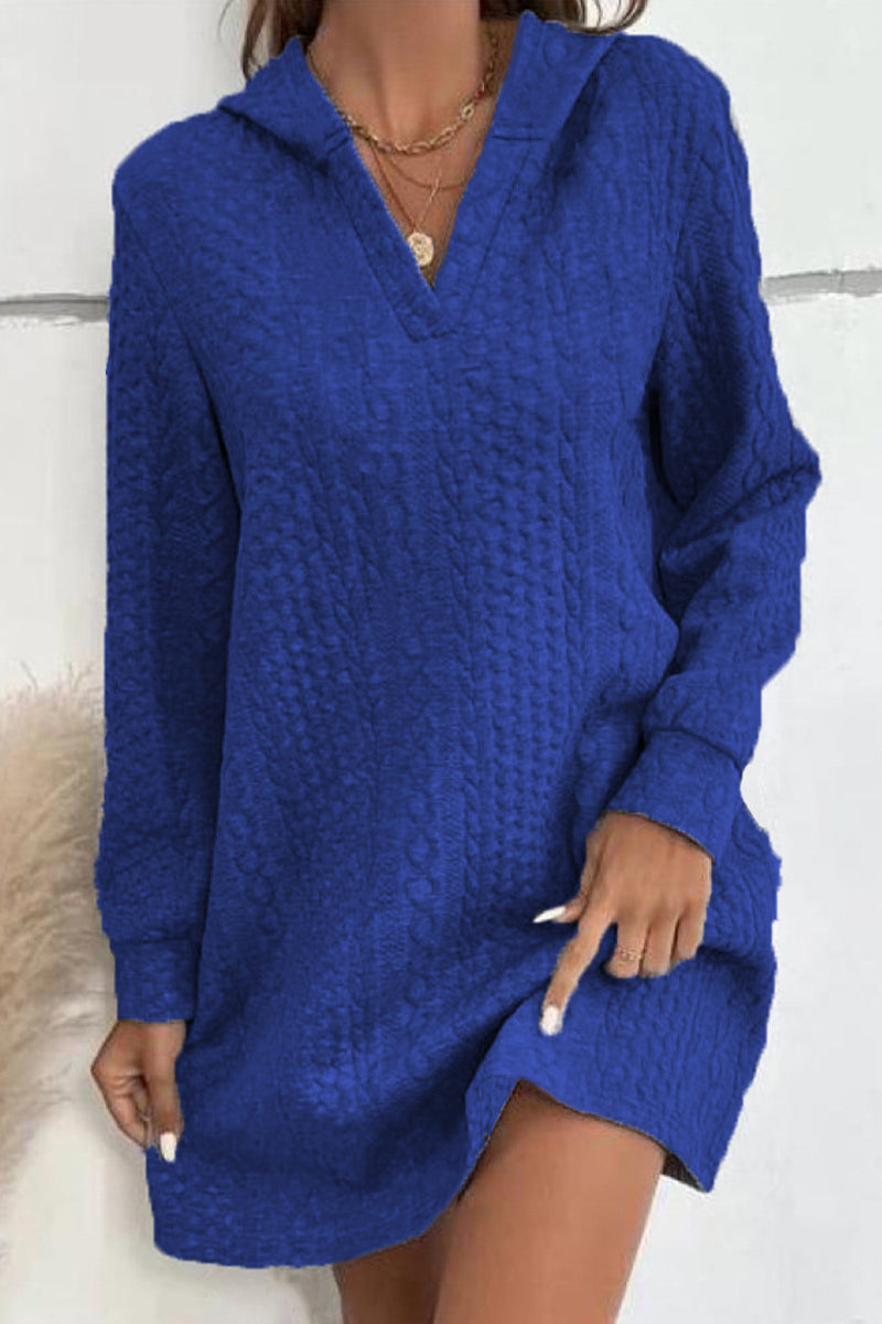 Vestidos casuales de corte A con cuello en V y patchwork liso