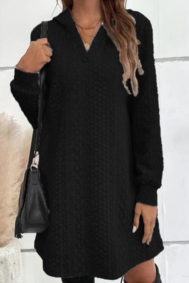 Vestidos casuales de corte A con cuello en V y patchwork liso