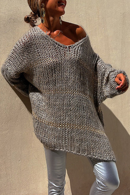 Tops casuales de tejido liso con cuello en V