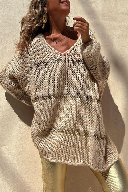 Tops casuales de tejido liso con cuello en V